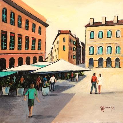 Peinture AR10 TOULOUSE MARCHE AUX FLEURS par Burgi Roger | Tableau Figuratif Acrylique Architecture, Scènes de vie, Urbain