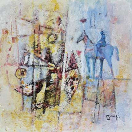 Peinture AL79 LE CAVALIER BLEU par Burgi Roger | Tableau Abstrait Acrylique Nature, Scènes de vie