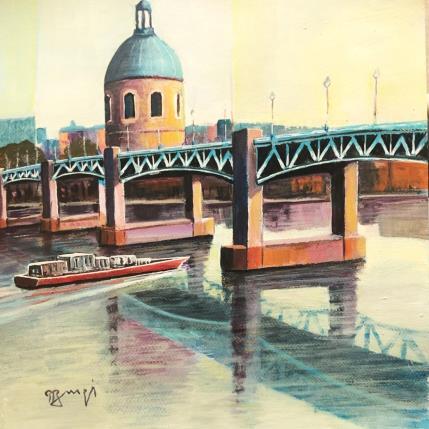 Peinture AR16 TOULOUSE, LE PONT BLEU par Burgi Roger | Tableau Figuratif Acrylique Architecture, Marine, Paysages