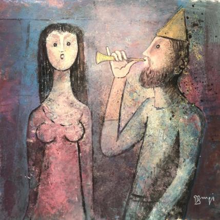 Peinture AP13 LE CHARMEUR par Burgi Roger | Tableau Figuratif Acrylique Scènes de vie