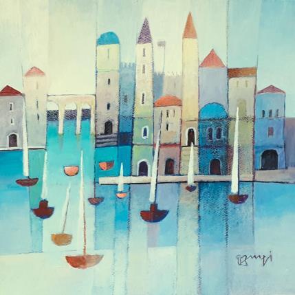 Peinture AQ68 MARINE BLEUE par Burgi Roger | Tableau Figuratif Acrylique Marine, Paysages, Urbain