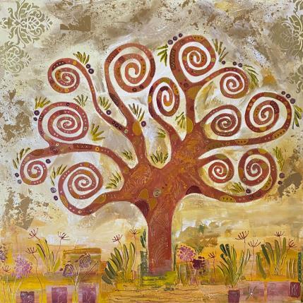 Peinture L’éclosion  par Romanelli Karine | Tableau Figuratif Acrylique, Feuille d'or, Pastel, Posca Nature