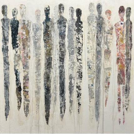 Peinture Les fervents par Rocco Sophie | Tableau Art Singulier Acrylique, Collage, Sable