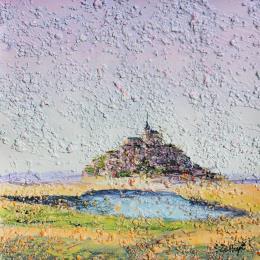 Peinture Le mont saint-michel par Dessapt Elika | Tableau Impressionnisme Acrylique, Sable