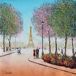 Peinture La fleuriste de Paris par Dessapt Elika | Tableau Impressionnisme Acrylique, Sable