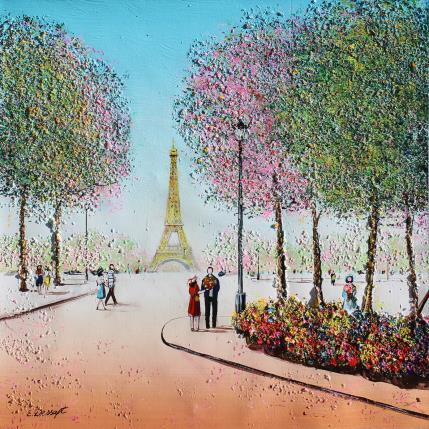 Peinture La fleuriste de Paris par Dessapt Elika | Tableau Impressionnisme Acrylique, Sable