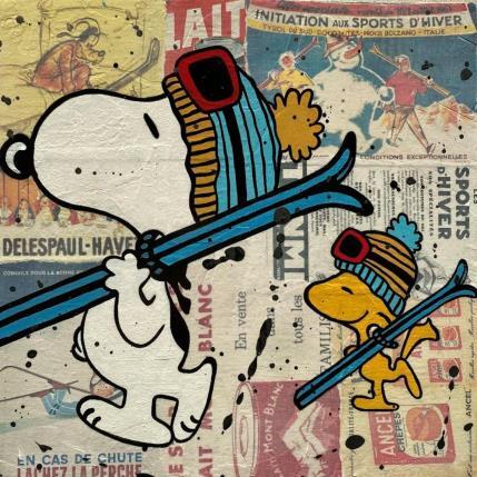 Peinture F4  Snoopy et Woodstock par Marie G.  | Tableau Pop-art Acrylique, Bois, Collage Icones Pop