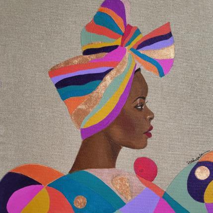 Peinture Anita par Rosângela | Tableau Figuratif Acrylique, Feuille d'or Portraits