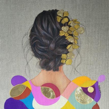 Peinture Atina par Rosângela | Tableau Figuratif Acrylique, Feuille d'or Portraits