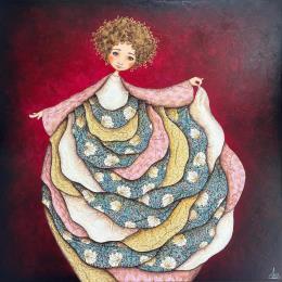 Gemälde Antonia von Blais Delphine | Gemälde Figurativ Acryl, Collage Alltagsszenen, Kinder