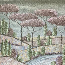 Painting Pink snowing winter by Dmitrieva Daria | Painting Impressionism Acrylic Landscapes, Nature