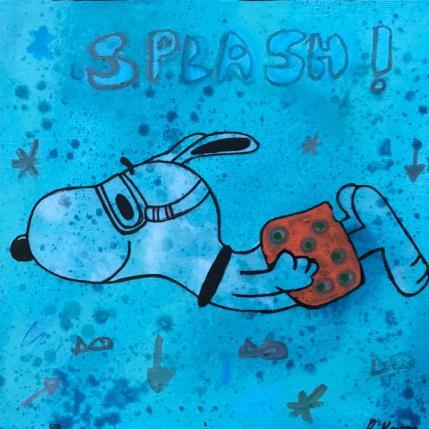 Peinture Snoopy snorkling par Kikayou | Tableau Pop-art Acrylique, Collage, Graffiti Icones Pop