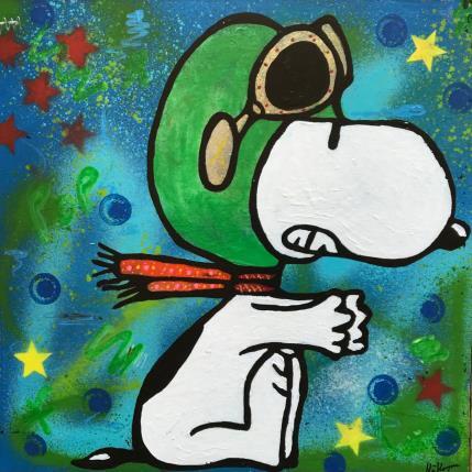 Peinture Snoopy pilote par Kikayou | Tableau Pop-art Acrylique, Collage, Graffiti Icones Pop