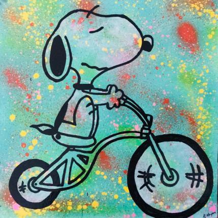 Peinture Snoopy vélo  par Kikayou | Tableau Pop-art Acrylique, Collage, Graffiti Icones Pop
