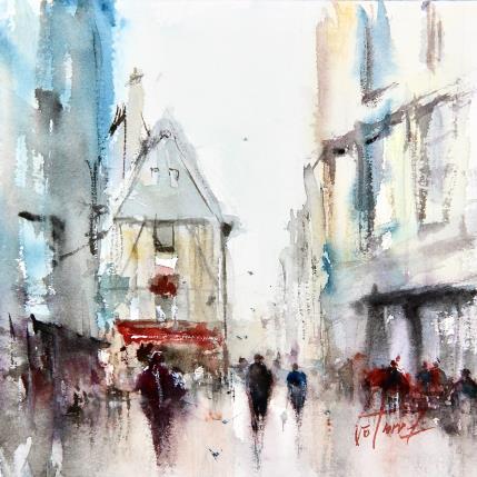 Peinture Rue du Change par Gutierrez | Tableau Impressionnisme Aquarelle Urbain
