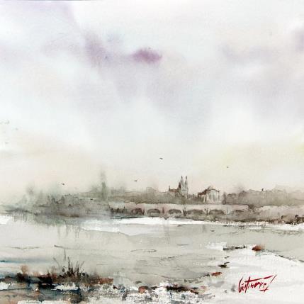 Peinture Paysage Tourangeau par Gutierrez | Tableau Impressionnisme Aquarelle Paysages