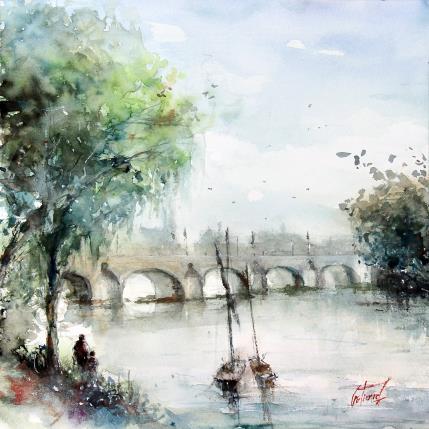 Peinture Tours - Le pont Wilson par Gutierrez | Tableau Impressionnisme Aquarelle Urbain