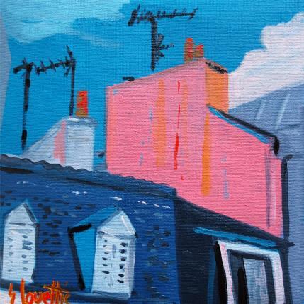 Peinture Between the roof par Coueffic Sébastien | Tableau Figuratif Huile Architecture, Scènes de vie, Urbain