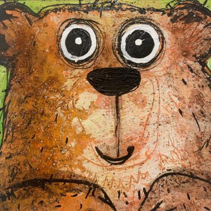 Peinture Tout doux par Maury Hervé | Tableau Art Singulier Acrylique, Encre, Pigments, Sable Animaux