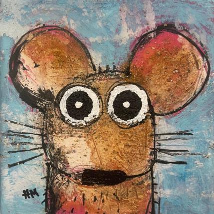 Peinture Hello! par Maury Hervé | Tableau Art Singulier Acrylique, Encre, Pigments, Sable Animaux