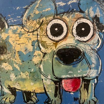 Peinture Après avoir couru! par Maury Hervé | Tableau Art Singulier Acrylique, Encre, Sable Animaux