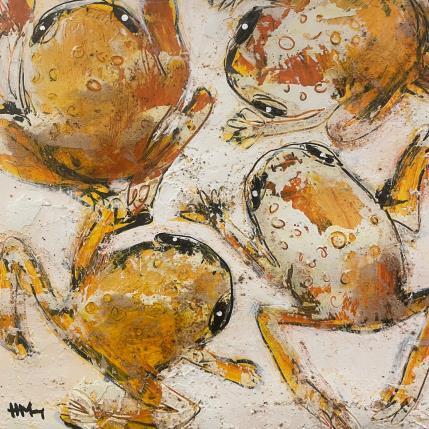 Peinture French frogs par Maury Hervé | Tableau Art Singulier Acrylique, Encre, Pigments, Sable Animaux