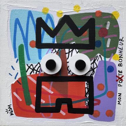 Peinture MON POTE BONHEUR par Mam | Tableau Pop-art Acrylique Icones Pop, Minimaliste, Portraits