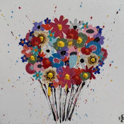 Peinture HAPPY BOUQUET par Mam | Tableau Pop-art Acrylique Nature