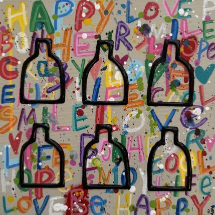 Peinture 6 BOTTLES par Mam | Tableau Pop-art Acrylique Icones Pop, Natures mortes, Société