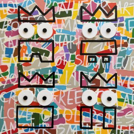 Peinture TRIBU 4 POTES par Mam | Tableau Pop-art Acrylique Icones Pop, Minimaliste, Société