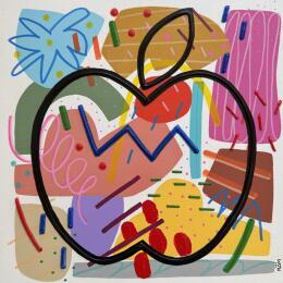 Peinture POMME ENJOY par Mam | Tableau Pop-art Acrylique Icones Pop, Minimaliste, Natures mortes