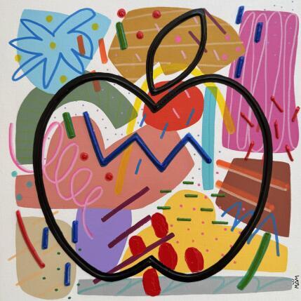 Peinture POMME ENJOY par Mam | Tableau Pop-art Acrylique Icones Pop, Minimaliste, Natures mortes