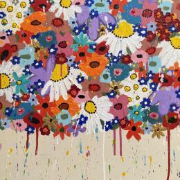 Painting HAPPY FLOWERS by Mam | Painting Figurative Acrylic Nature, Still-life