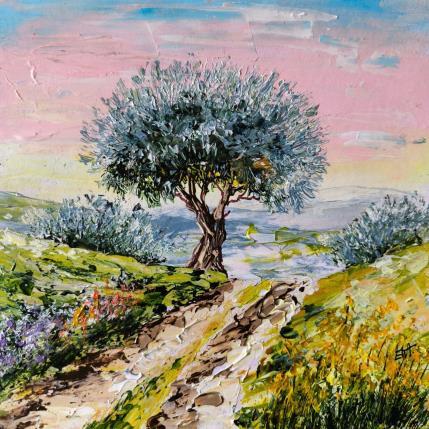 Peinture Le chemin des oliviers par Rey Ewa | Tableau Figuratif Acrylique Paysages