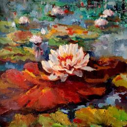 Painting Éclat du Nénuphar by Malynovska Iryna | Painting Impressionism Oil Nature