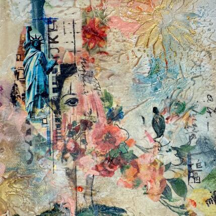 Peinture Je voudrais voir NewYork par Bergeron Marie-Josée | Tableau Abstrait Acrylique, Collage, Papier, Pastel, Posca