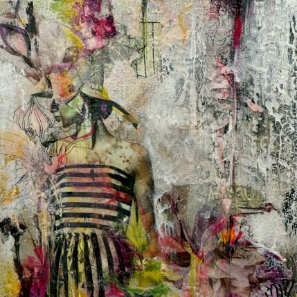 Peinture La Parade florale par Bergeron Marie-Josée | Tableau Abstrait Acrylique, Collage, Papier, Pastel, Posca