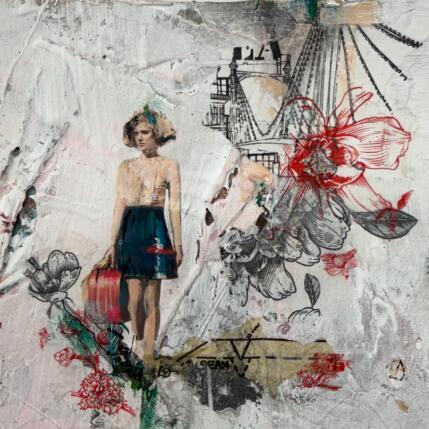 Peinture Je reviendrai vite par Bergeron Marie-Josée | Tableau Abstrait Acrylique, Collage, Papier, Pastel, Posca