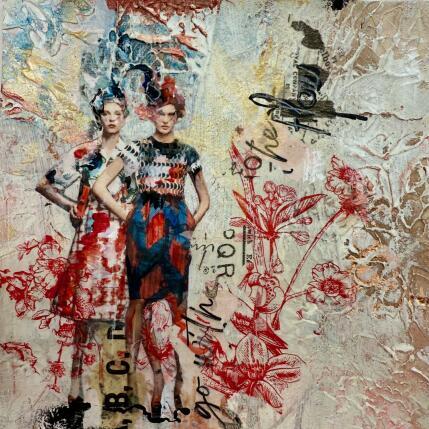 Peinture Go with the flow par Bergeron Marie-Josée | Tableau Abstrait Acrylique, Collage, Papier, Pastel, Posca