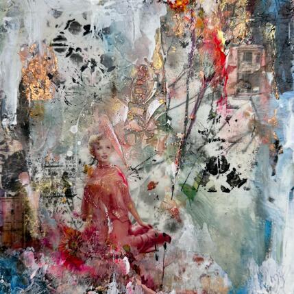 Peinture L'immortelle par Bergeron Marie-Josée | Tableau Abstrait Acrylique, Collage, Papier, Pastel