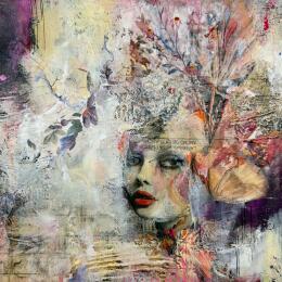 Gemälde L'éternelle jeunesse von Bergeron Marie-Josée | Gemälde Abstrakt Acryl, Collage, Papier, Pastell, Posca, Tinte Pop-Ikonen