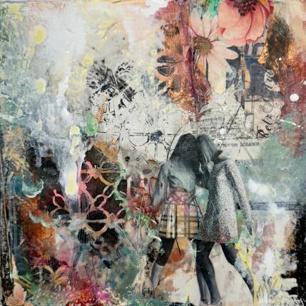 Peinture Les complices du printemps par Bergeron Marie-Josée | Tableau Abstrait Acrylique, Collage, Papier, Pastel, Posca