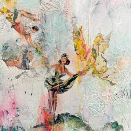 Peinture Reaching you par Bergeron Marie-Josée | Tableau Abstrait Acrylique, Collage, Papier, Pastel, Posca