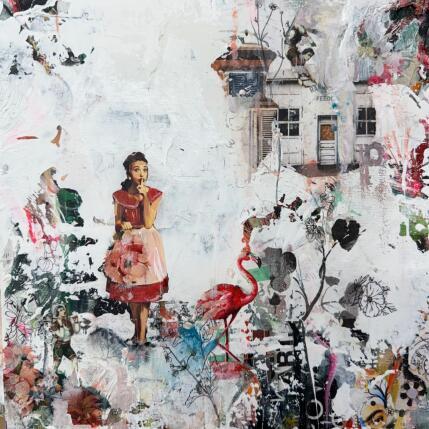 Painting A la porte des mille secrets by Bergeron Marie-Josée | Painting Abstract Acrylic, Gluing, Paper, Pastel