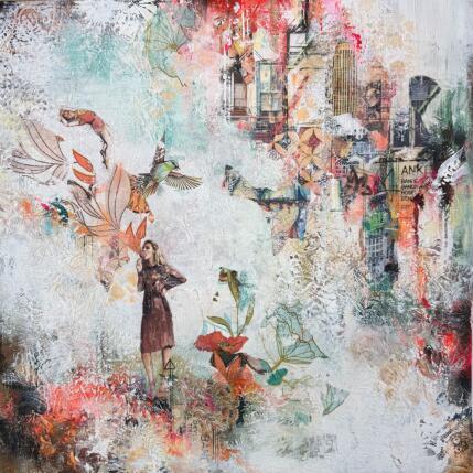 Peinture En suspension libre par Bergeron Marie-Josée | Tableau Abstrait Acrylique, Collage, Papier, Pastel