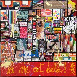 Painting La vie est belle by Costa Sophie | Painting Pop-art Acrylic, Gluing, Upcycling