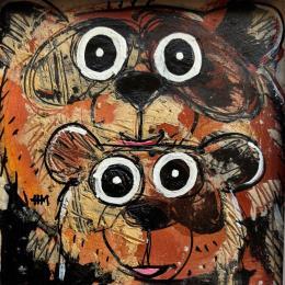 Painting Me and Mom by Maury Hervé | Painting Raw art Acrylic, Ink, Sand Animals