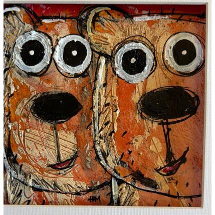 Peinture Friends par Maury Hervé | Tableau Art Singulier Acrylique, Encre, Sable Animaux