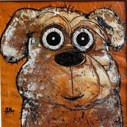 Peinture Dog par Maury Hervé | Tableau Art Singulier Acrylique, Encre, Sable Animaux
