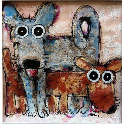 Peinture Blue and Brown par Maury Hervé | Tableau Art Singulier Acrylique, Encre, Sable Animaux